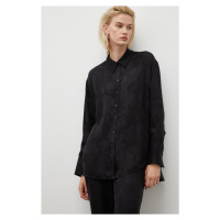 Košile Herskind dámská, černá barva, relaxed, s klasickým límcem