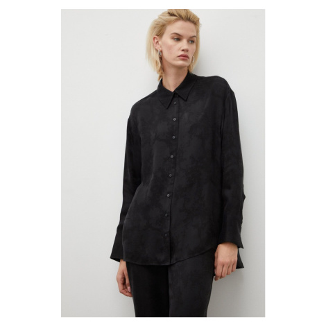 Košile Herskind dámská, černá barva, relaxed, s klasickým límcem Birgitte Herskind