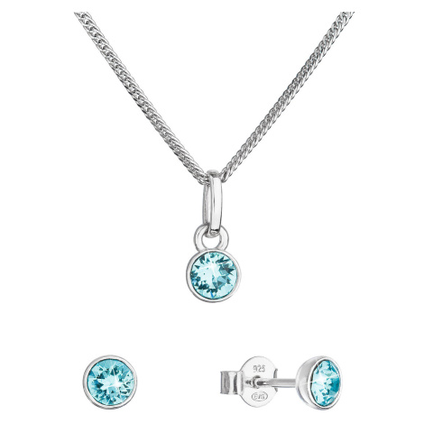 Evolution Group Sada šperků s krystaly Swarovski náušnice, řetízek a přívěsek modré 39177.3 lt. 