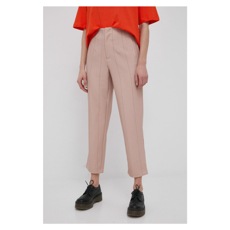 Kalhoty Only dámské, růžová barva, jednoduché, medium waist