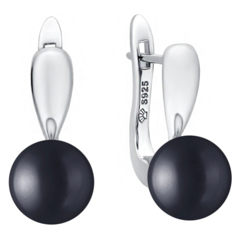 Gaura Pearls Stříbrné náušnice s černou 8.5-9 mm perlou Bianca, stříbro 925/1000 SK22510EL/B Čer
