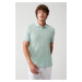Avva Men's Mint Green 100% Cotton 3-Button Polo Neck Ribbed Regular Fit T-shirt