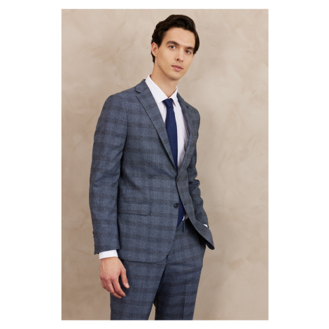 ALTINYILDIZ CLASSICS Men's Blue Slim Fit Slim-Fit Cut Mono Collar Checkered Double Pant Suit. AC&Co / Altınyıldız Classics