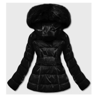 Krátká černá lesklá dámská bunda (B8090-1)