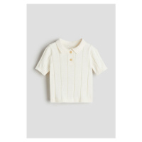 H & M - Košile z úpletu's límečkem - bílá