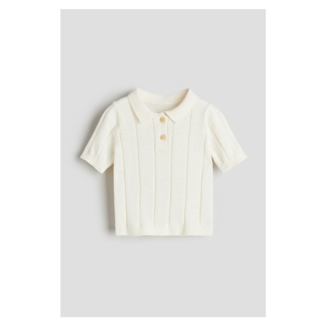 H & M - Košile z úpletu's límečkem - bílá H&M
