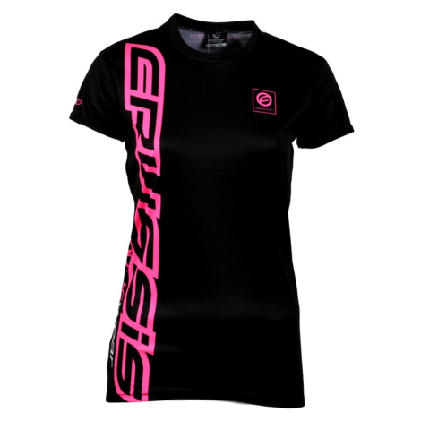 Dámské triko s krátkým rukávem CRUSSIS černo-fluo růžová černo-růžová