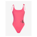 Sada dámských jednodílných plavek, čelenky a ručníku v růžové a černé barvě Calvin Klein Underwe