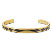 Rebel&Rose Pevný otevřený náramek z oceli Bangle Brushed Gold Lines RR-MB011-G 17,5 cm - M