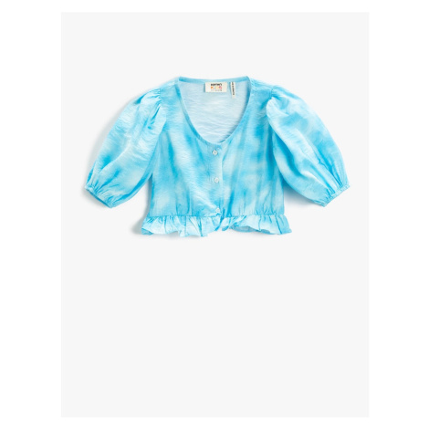 Koton Ruffle Crop Blouse Balloon Sleeves