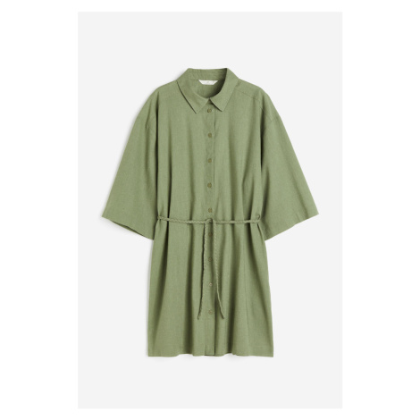 H & M - Košilové šaty ze směsi lnu - zelená H&M