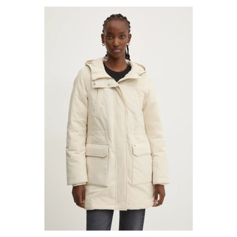 Bunda Tommy Jeans dámská, béžová barva, zimní, DW0DW18866 Tommy Hilfiger