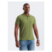 Men's BASIC single color pique knit polo shirt - olive V21 OM-POBS-0100