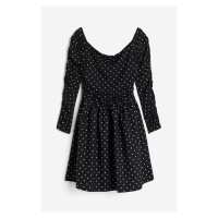 H & M - Nabírané šaty's odhalenými rameny - černá