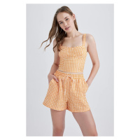 DEFACTO Cool Sweetheart Neckline Gingham Crinkle Strap Blouse