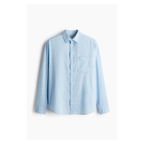 H & M - Košile z lněné směsi Relaxed Fit - modrá H&M