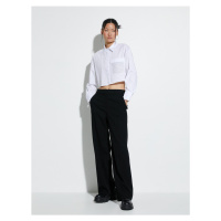Koton Crop Long Sleeve Poplin Shirt Pocket Detailed Buttoned Cotton