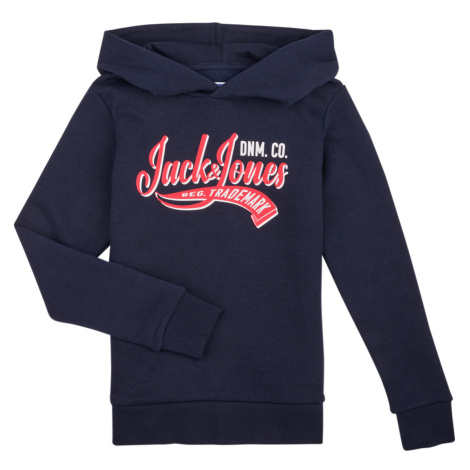 Jack & Jones JJELOGO SWEAT HOOD 2 COL 24 SNJNR Tmavě modrá