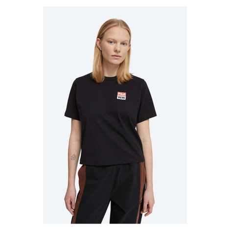 Bavlněné tričko Wood Wood Steffi T-Shirt x Fila černá barva, 688376.A296-BLACK