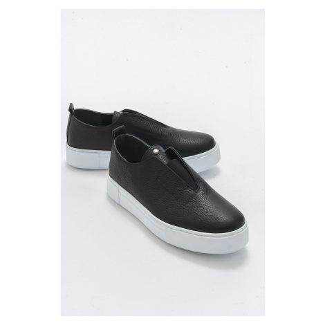 LuviShoes Boom Black-white Leather Women's Sneakers