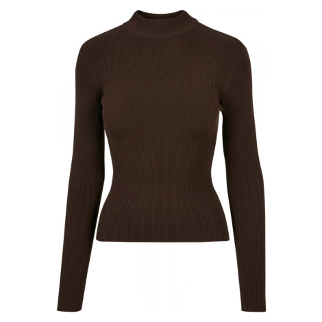 Ladies Rib Knit Turtelneck Sweater - brown Urban Classics
