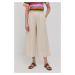 Plátěné kalhoty Max Mara Leisure dámské, béžová barva, široké, high waist