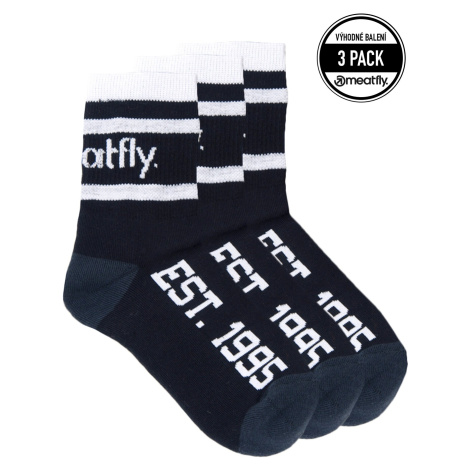 Meatfly ponožky Long Triple Pack Black | Černá