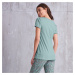 Blancheporte Pyžamové tričko s potiskem květin a krátkými rukávy zelenkavá