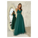 Smaragdové společenské šaty s tylovou sukní
