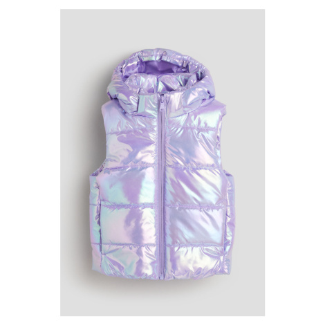 H & M - Metalicky třpytivá vatovaná vesta - fialová H&M