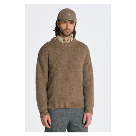 SVETR GANT WOOL BOUCLE C-NECK hnědá