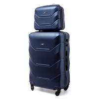 Rogal Tmavě modrá sada 2 luxusních plastových kufrů 