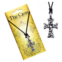 Černý náhrdelník - šňůrka, kříž z propletených oválů