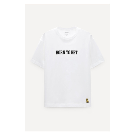 Oversized Tričko, Barva Bílá s Potiskem Born To Bet Hedrix