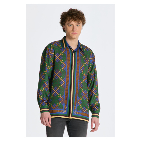 KOŠILE GANT REL MEDALLION SILK SHIRT zelená