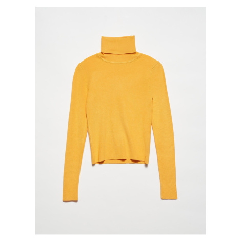 Dilvin 10225 Turtleneck Sweater-mustard