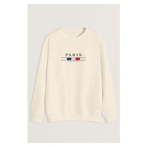 Mikina, Barva Ekru, s Potiskem Paris La Vie Hedrix