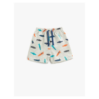 Koton Fish Printed Shorts with Tie Waist