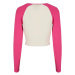 Ladies Organic Cropped Retro Baseball Longsleeve - whitesand/hibiskus pink