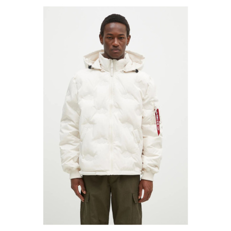 Bunda Alpha Industries Hooded Logo pánská, béžová barva, zimní, oversize, 108107.578-cream