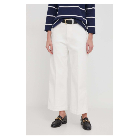 Kalhoty Polo Ralph Lauren dámské, béžová barva, široké, high waist, 211873988
