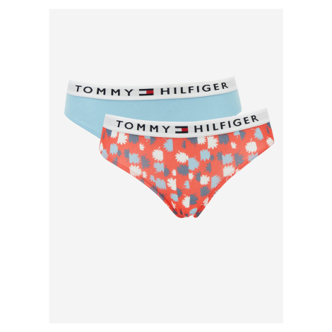 Sada dvou holčičích kalhotek v červené a modré barvě Tommy Hilfiger Underwear