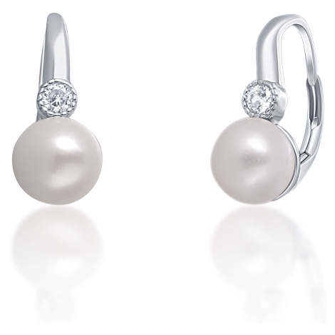 JwL Luxury Pearls Půvabné stříbrné náušnice s pravou bílou perlou JL0673