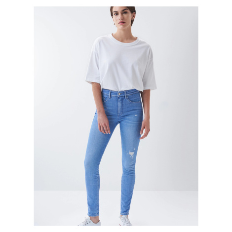 Modré dámské skinny fit džíny s potrhaným efektem Salsa Jeans Secret Glamour