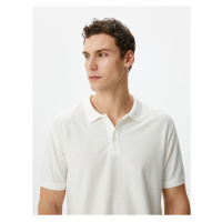 Koton Collar T-Shirt Slim Fit Button Detailed Short Sleeve