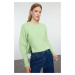 Trendyol Mint Crop Basic Balloon Sleeve Knitwear Sweater