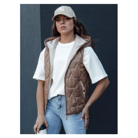 Prošívaná zlatá dámská vesta s kapucí DStreet