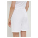 Bavlněné šortky Love Moschino bílá barva, s aplikací, high waist