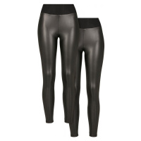 Ladies Faux Leather High Waist Leggings 2-Pack