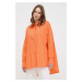 Bavlněná košile Silvian Heach oranžová barva, relaxed, s klasickým límcem